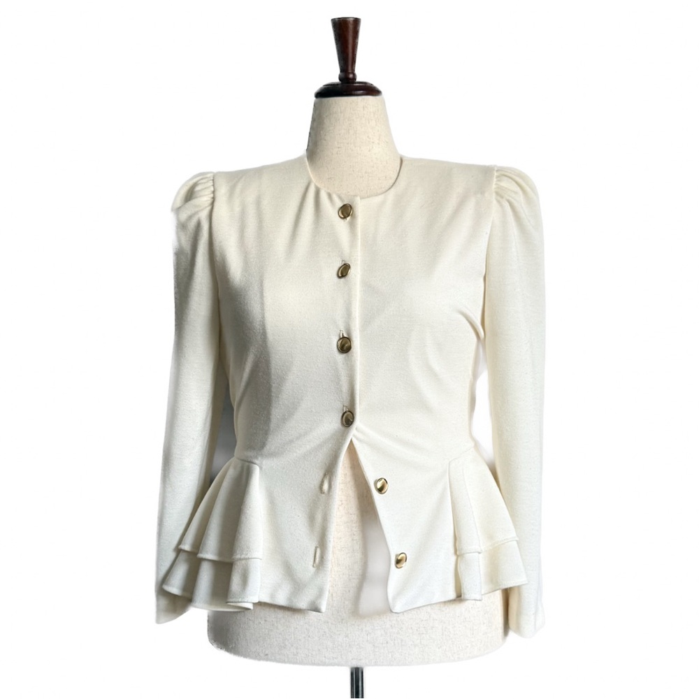 White Peplum Blazer w/ Shoulder Pads